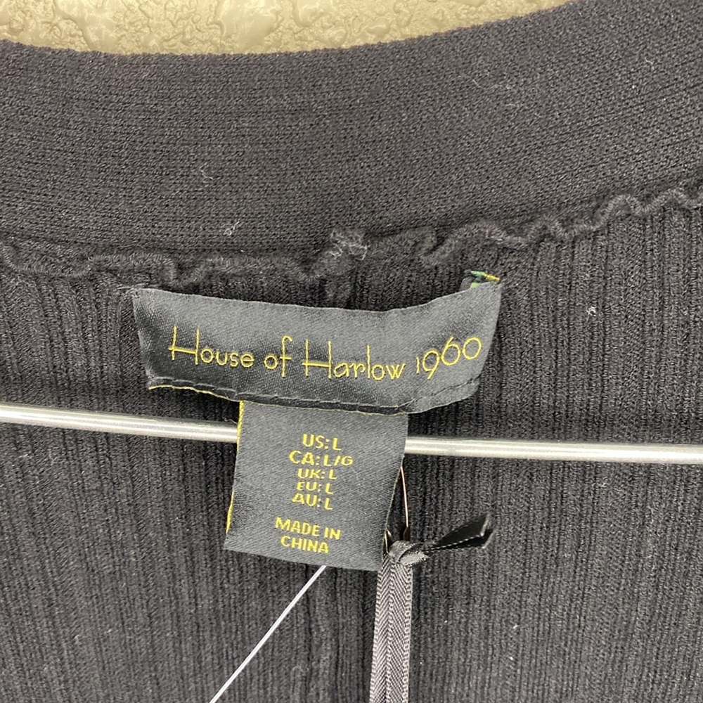 NWT House of Harlow 1960 Black Long Open Front Cardigan Size L - Picture 6 of 13